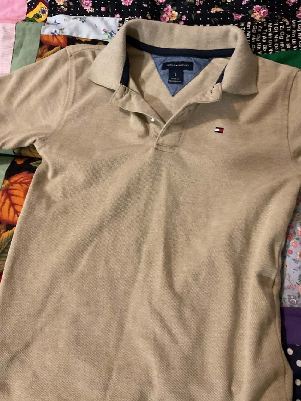 Tommy Hilfiger Tan Short Sleeve Polo Shirt Kids Size 6